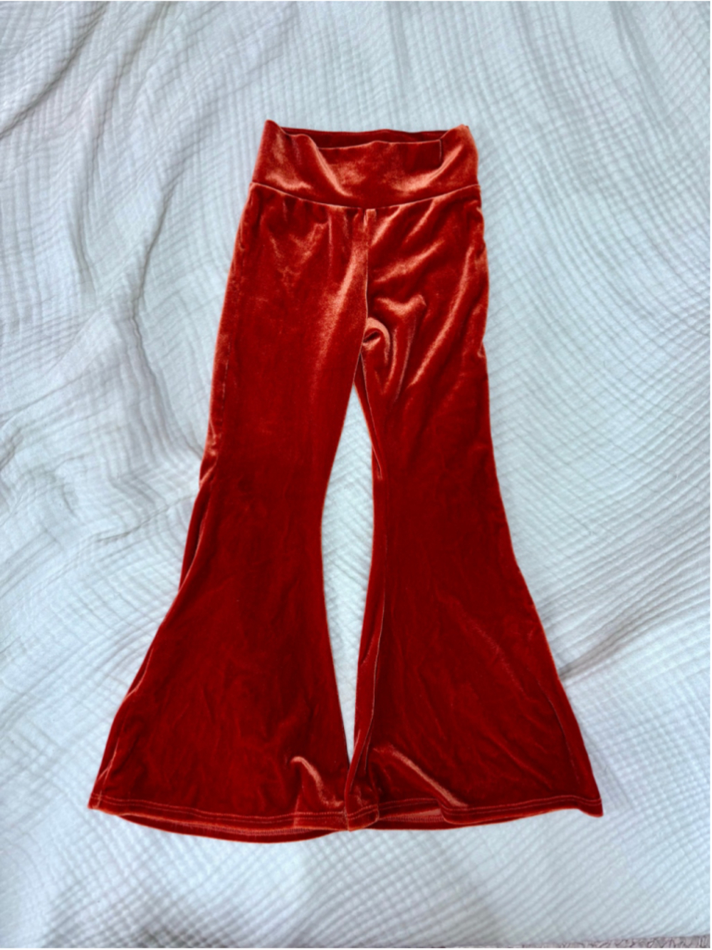 Girls Little Rangos Velvet Flare Leggings Rust Orange Size 5T